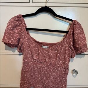 Abercrombie & Fitch Dusty Rose Puff Sleeve Blouse